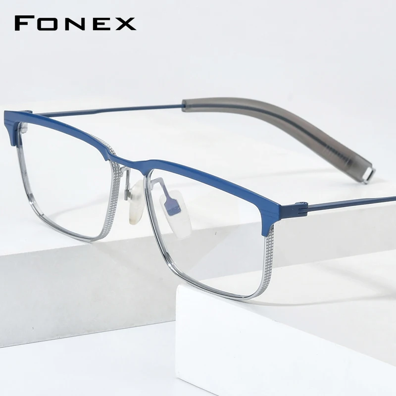FONEX Чист Титан Рамки За Очила За Мъже 2022 Нов Ретро Реколта Рецепта Квадратни Очила Късогледство Оптични Очила DTX104