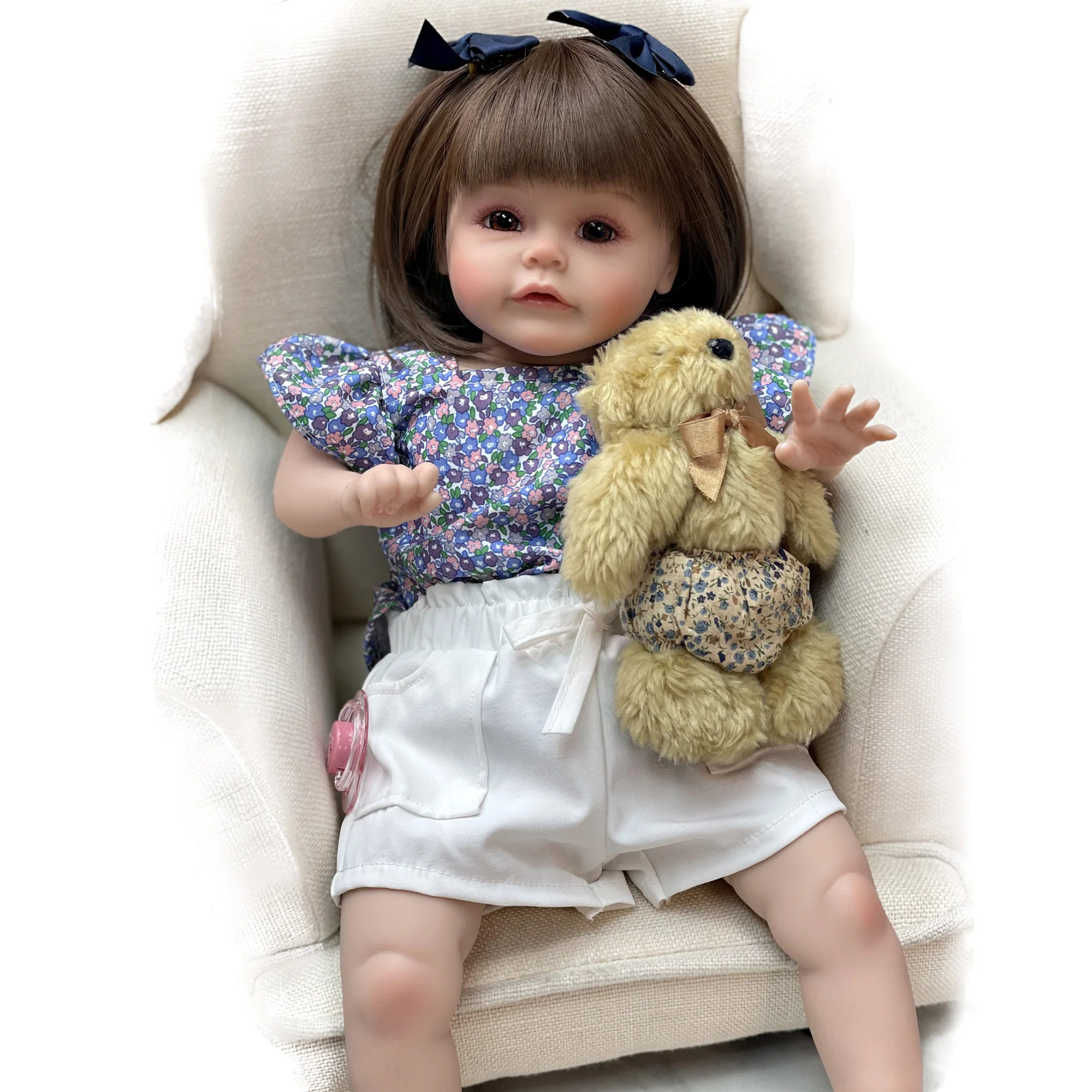 18 Инча Todder Bebe Reborn Vinyl Кукла Ръчен труд За Новородено Момиченце С перука и Прекрасна дрехи и Кукла samll