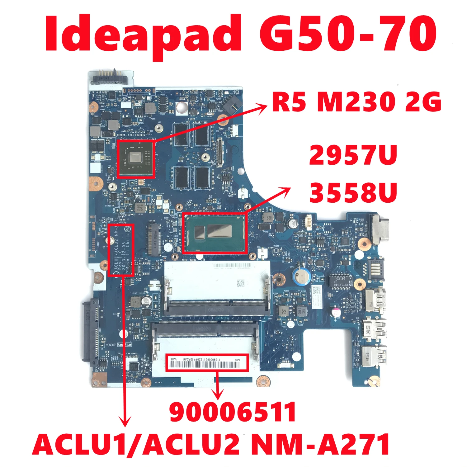 FRU: 90006511 дънна Платка за Lenovo G50-70 дънна Платка на лаптоп ACLU1/ACLU2 NM-A271 с 2957U 3558U 216-0856050 2G 100% Тестова Работа