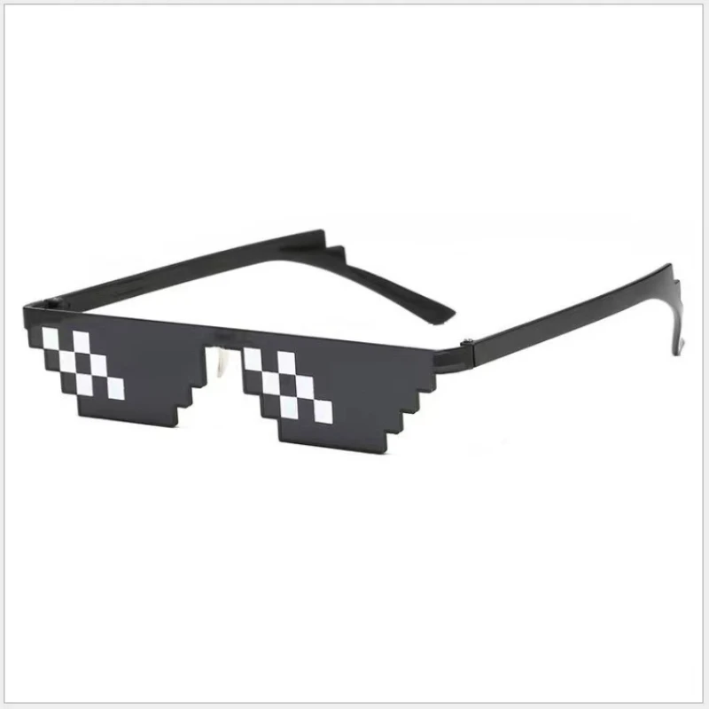 8 Бита Thug Life Слънчеви Очила Пикселова Мъжки, Дамски официални Очила Мозайка UV400 Vintage слънчеви Очила Унисекс Подарък Играчка Очила