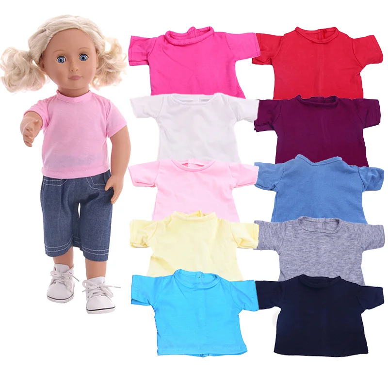 Облекло за кукли, тениска Однотонного цветове За кукли 16-18 см и кукли 43 см Baby Born Кукла и Ненуко, Нашето поколение, bebe Reborn, Играчки За Момичета