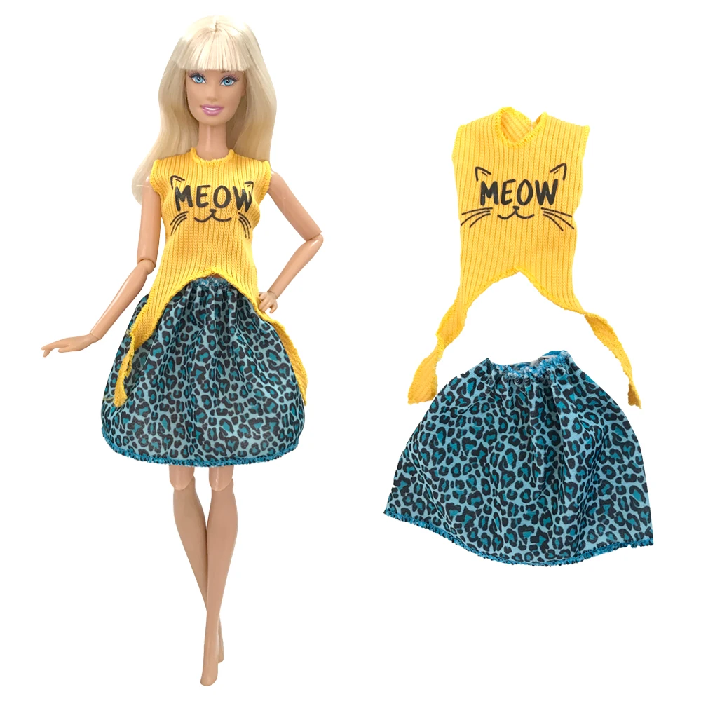 Официална Рокля NK с Прекрасна Картина, Модни Дрехи, Жълта Риза, Пола, за Ежедневието, Облекла за Кукли BJD, Аксесоари за Кукла Барби